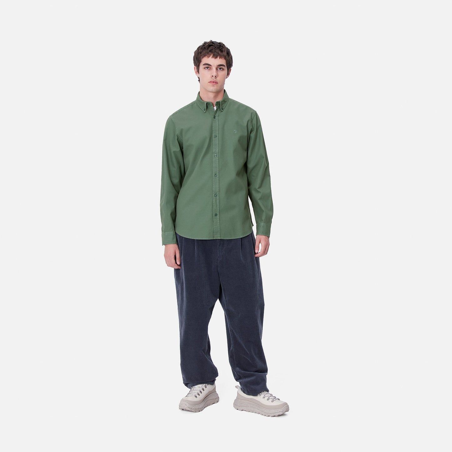 L/S BOLTON SHIRT - duck green garment dyed