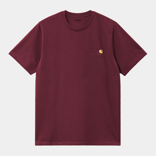 S/S AMERICAN SCRIPT T-SHIRT - malbec